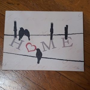 Home love birds on wire inspirational canvas